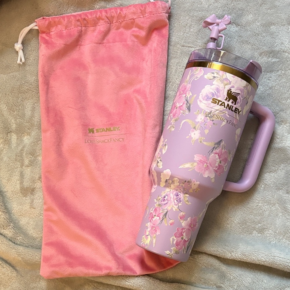 LoveShack FancyStanley Floral Tumbler with Pink Bag